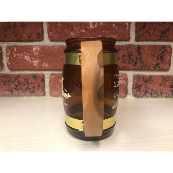 Siesta Ware Beer Mug New York City Souvenir Amber Glass Wooden Handle Landmarks - Picture 4 of 6